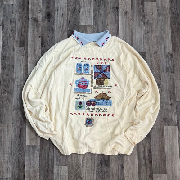 Vintage Grandmacore granny coquette cottagecore collared sweatshirt - Picture 1 of 6